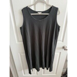 Eileen Fisher Dress XL Cozy Organic Cotton Thermal Tank Dress Black USA Minimal